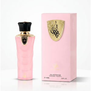Perfume árabe feminino Al Wataniah Tibyan Eau de Parfum 100ml — frasco e embalagem rosa